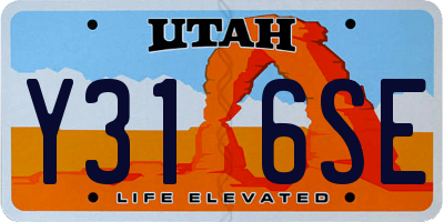 UT license plate Y316SE