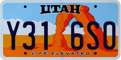 UT license plate Y316SO