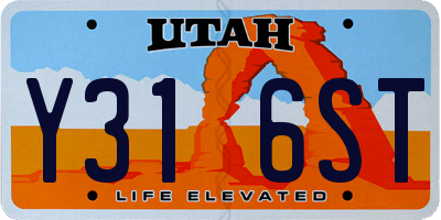 UT license plate Y316ST