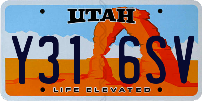 UT license plate Y316SV