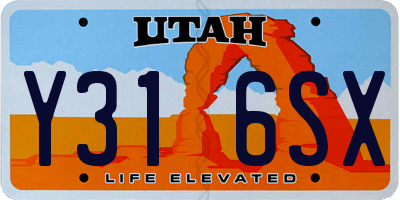 UT license plate Y316SX