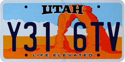 UT license plate Y316TV
