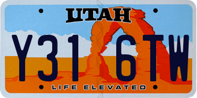 UT license plate Y316TW