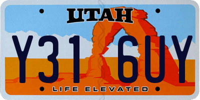 UT license plate Y316UY