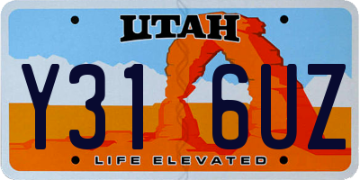 UT license plate Y316UZ