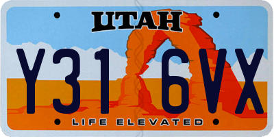 UT license plate Y316VX
