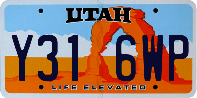 UT license plate Y316WP