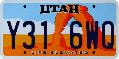 UT license plate Y316WQ