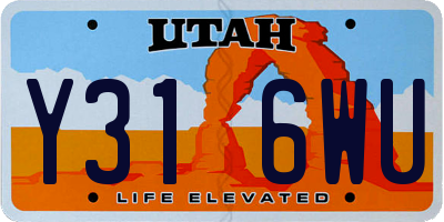 UT license plate Y316WU