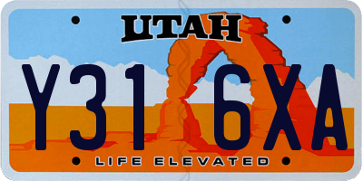 UT license plate Y316XA