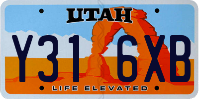 UT license plate Y316XB