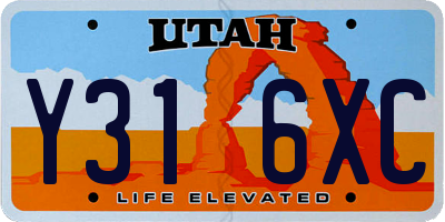 UT license plate Y316XC