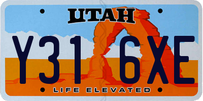 UT license plate Y316XE