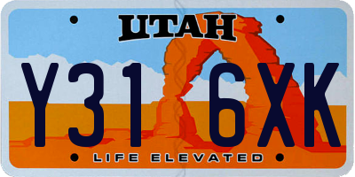 UT license plate Y316XK