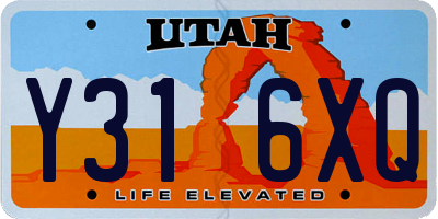 UT license plate Y316XQ