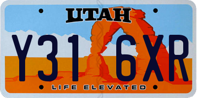UT license plate Y316XR