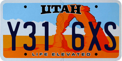 UT license plate Y316XS