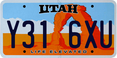 UT license plate Y316XU