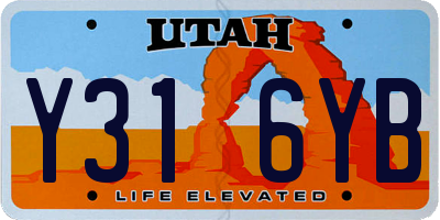 UT license plate Y316YB