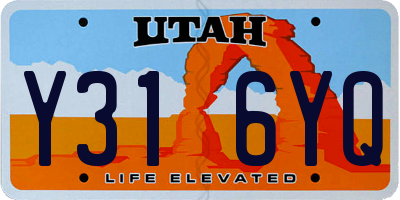 UT license plate Y316YQ