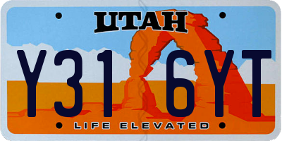 UT license plate Y316YT