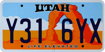 UT license plate Y316YX