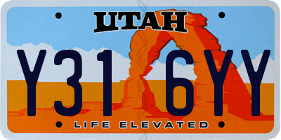 UT license plate Y316YY
