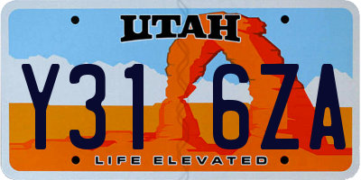 UT license plate Y316ZA