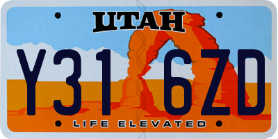 UT license plate Y316ZD
