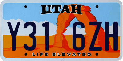 UT license plate Y316ZH