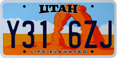 UT license plate Y316ZJ