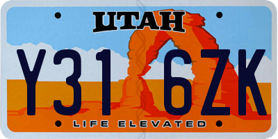 UT license plate Y316ZK
