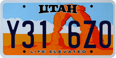 UT license plate Y316ZO