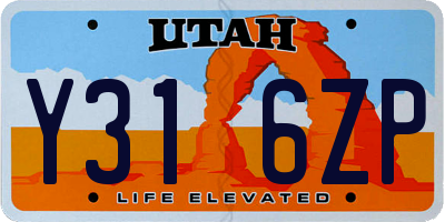 UT license plate Y316ZP