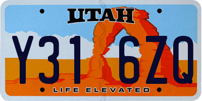 UT license plate Y316ZQ