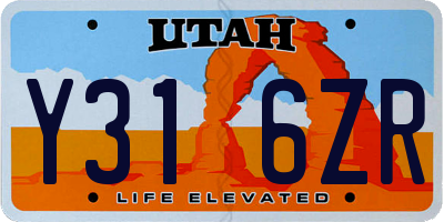 UT license plate Y316ZR