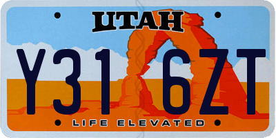 UT license plate Y316ZT