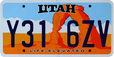 UT license plate Y316ZV