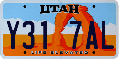 UT license plate Y317AL
