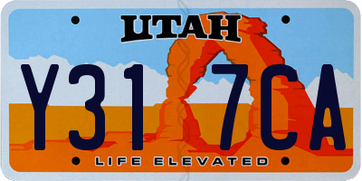 UT license plate Y317CA