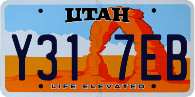 UT license plate Y317EB
