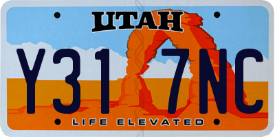 UT license plate Y317NC