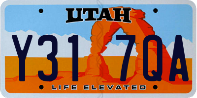 UT license plate Y317QA