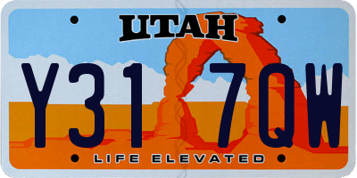 UT license plate Y317QW