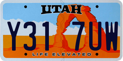UT license plate Y317UW