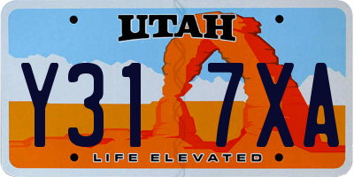 UT license plate Y317XA