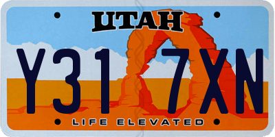 UT license plate Y317XN