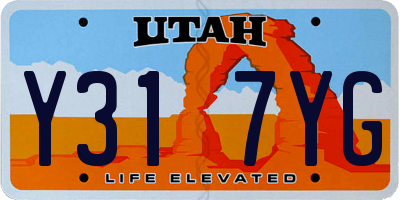 UT license plate Y317YG