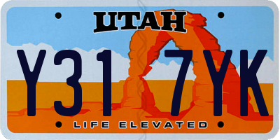 UT license plate Y317YK