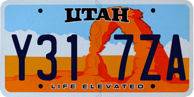 UT license plate Y317ZA